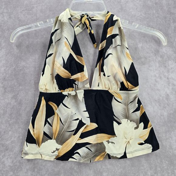 Sessa Black Floral Halter Padded Swimwear Tankini Tank Top Medium M 8 - Picture 1 of 7